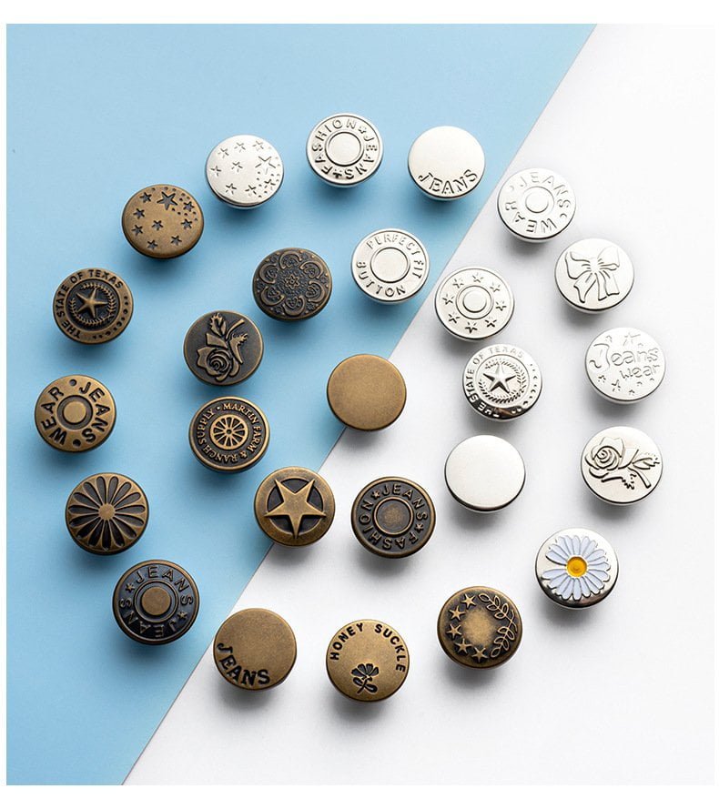 Wholesale Embossed Snap Button Zinc Alloy Metal Gold Silver Denim Shank Jeans Buttons and Rivets for Jeans Clothes