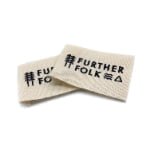Old Way End Fold Brand Name Print Cotton Labels Custom Cotton Fabric Brand Labels