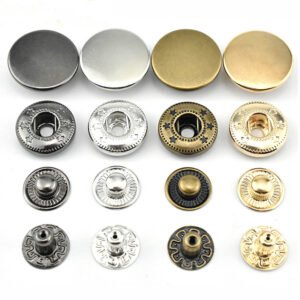 Customized Personalized Logo 10mm 12mm 15mm 17mm Spring Four Part Metal Snap Button for Clothes