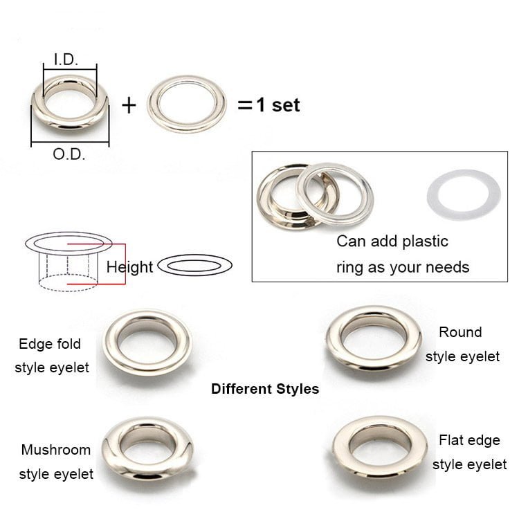 Metal Eyelet Manufacturer 6mm/6.5mm/7mm/8mm/8.5mm/9mm/10mm/11mm/12mm/15mm Custom Metal Eyelet for Leather