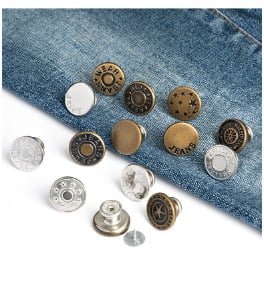 Wholesale Embossed Snap Button Zinc Alloy Metal Gold Silver Denim Shank Jeans Buttons and Rivets for Jeans Clothes