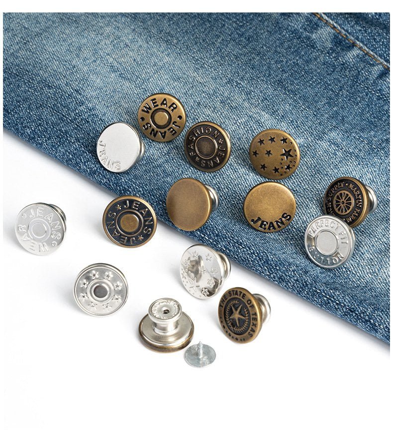 Wholesale Embossed Snap Button Zinc Alloy Metal Gold Silver Denim Shank Jeans Buttons and Rivets for Jeans Clothes