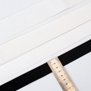 Wholesale High Elasticity Eco-friendly 25mm White Black Striped Twill Knitted Elastic Band for Garment