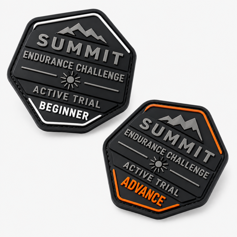 Custom Summit Endurance Challenge PVC Patch with Raised Lettering and Mountain Badge for Outdoor Wear
