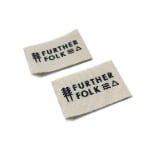 Old Way End Fold Brand Name Print Cotton Labels Custom Cotton Fabric Brand Labels