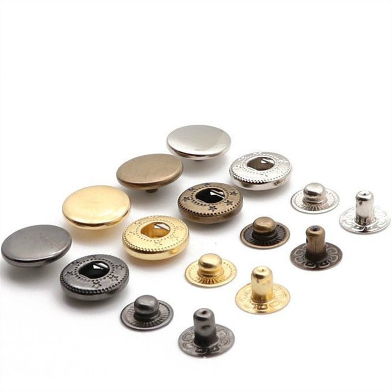 Customized Personalized Logo 10mm 12mm 15mm 17mm Spring Four Part Metal Snap Button for Clothes