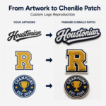 Custom Embroidered Patches 3D Logo Designs Chenille Embroidery Patch Iron on Sew on Letter Badge for Clothing Hat Bag
