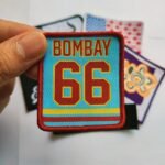 Custom Woven Logo Hat Badges Heat Seal Backing Fabric Woven Patches