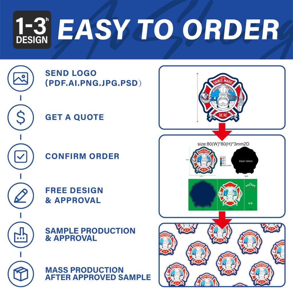 Custom Logo Woven Patches Clothes Hooking and Loop Stick Round Patch Badge Woven Patches