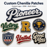 Custom Embroidered Patches 3D Logo Designs Chenille Embroidery Patch Iron on Sew on Letter Badge for Clothing Hat Bag