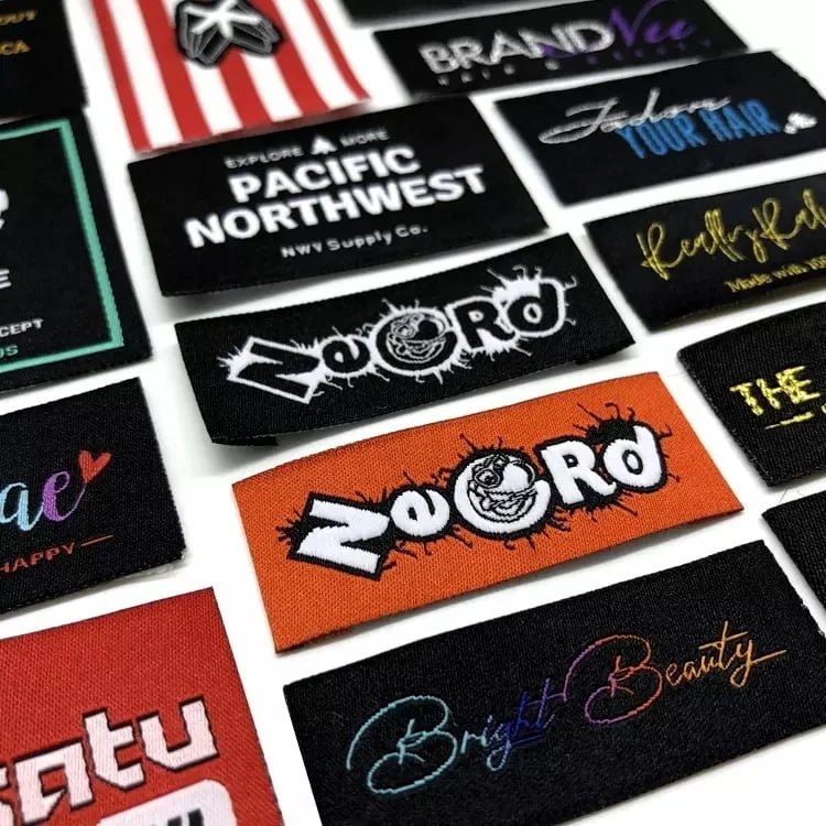 Custom Private Logo Woven Tags Woven Neck Labels Design Sewn Woven Labels for Clothes