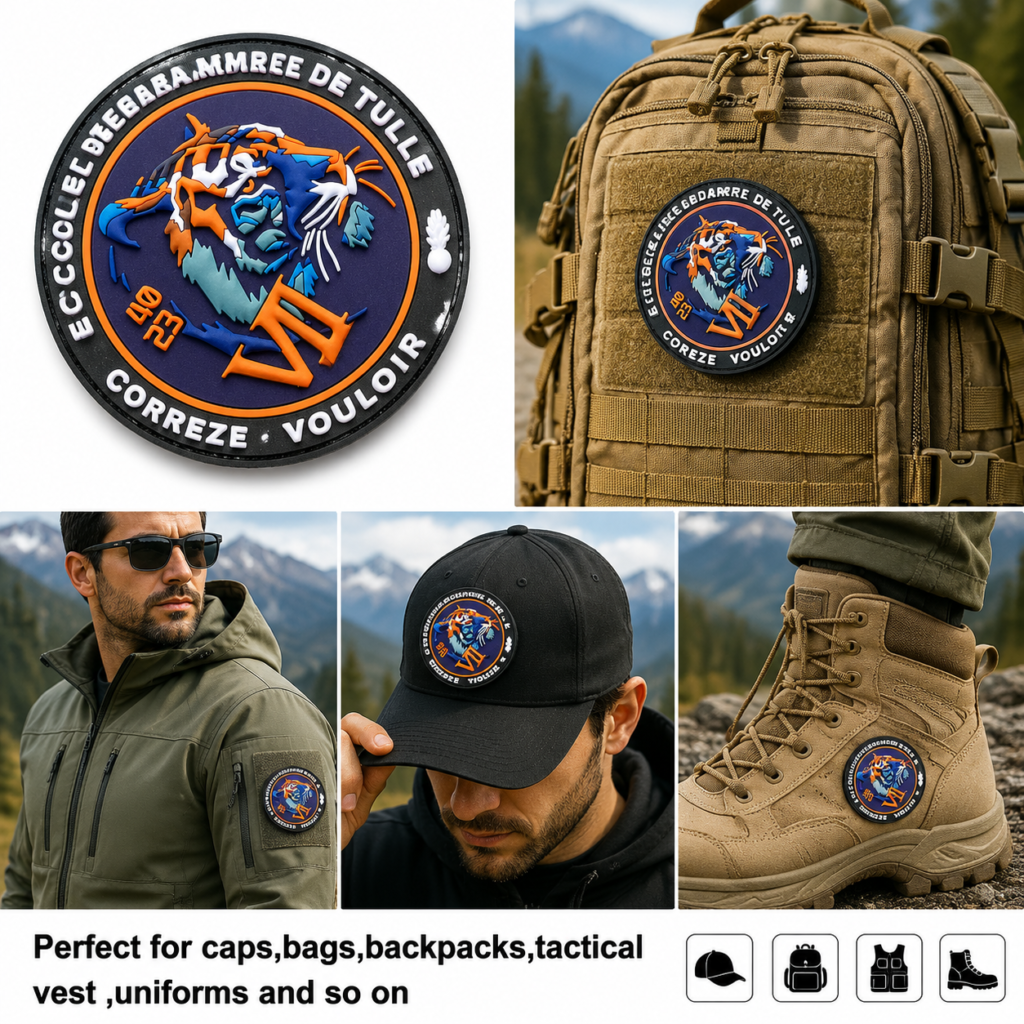 OEM Customized Brand Promotion 3D Embossed Soft Rubber Sew on Label for Clothing Backpack Uniform Decor Custom PVC Patch