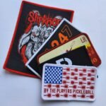 Custom Woven Logo Hat Badges Heat Seal Backing Fabric Woven Patches