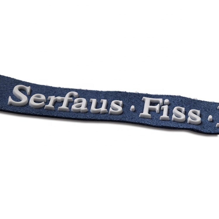 Factory Custom Rubber Silicone Brand Logo 3d Raised High Density Soft Silicone Felt Base Iron on Labels for Clothing