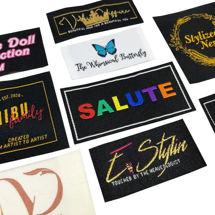 Custom Private Logo Woven Tags Woven Neck Labels Design Sewn Woven Labels for Clothes