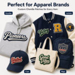 Custom Embroidered Patches 3D Logo Designs Chenille Embroidery Patch Iron on Sew on Letter Badge for Clothing Hat Bag