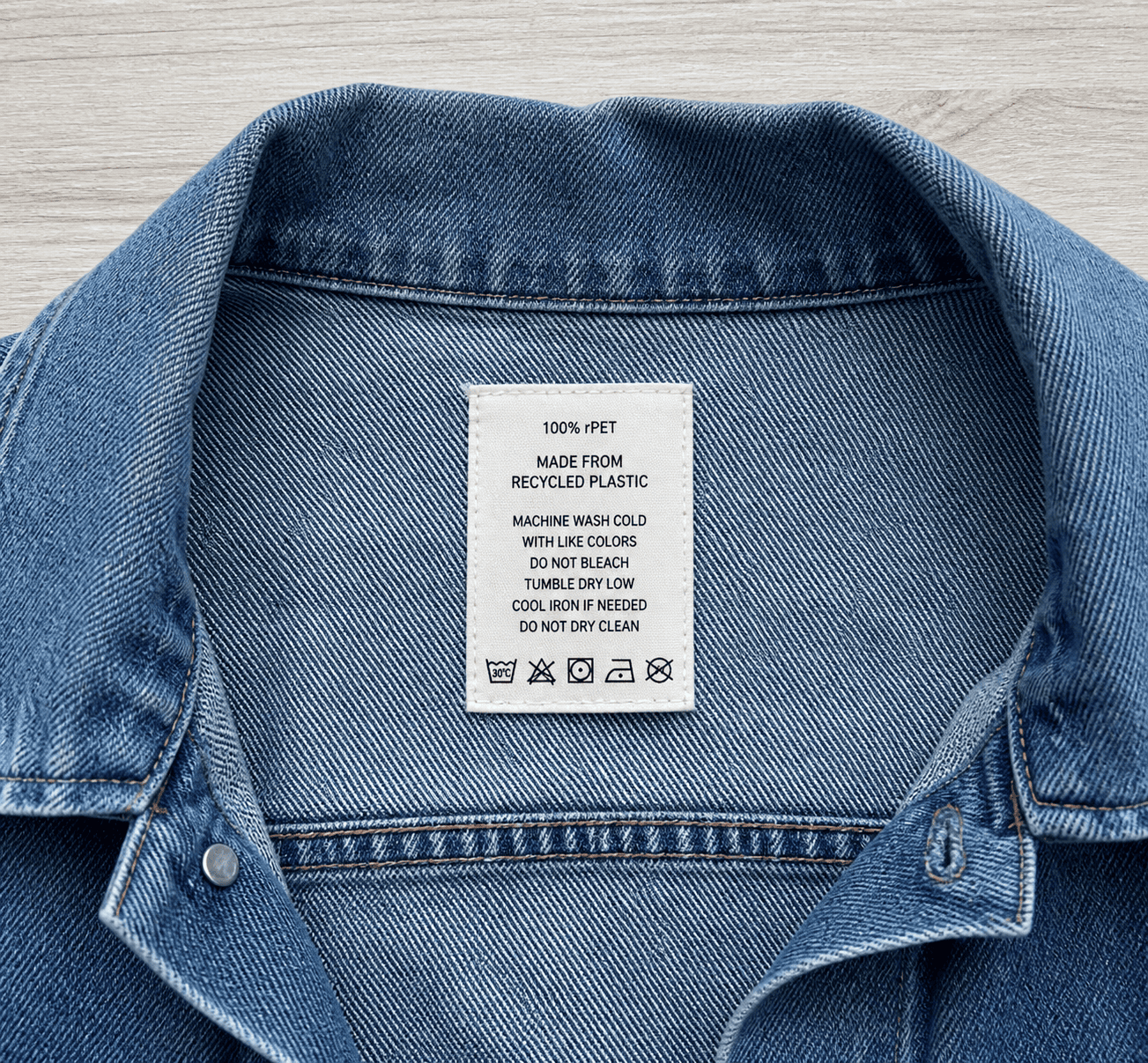 recycled label material selection based on wash durability and use case