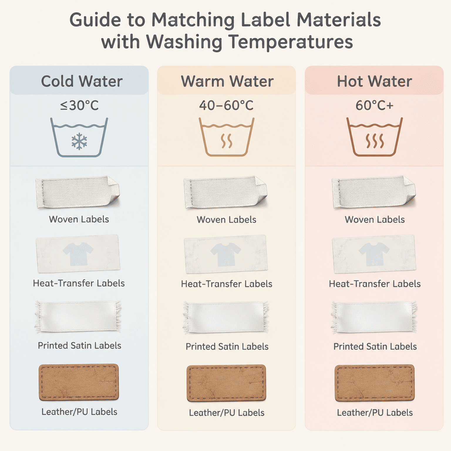 label material washing temperature guide