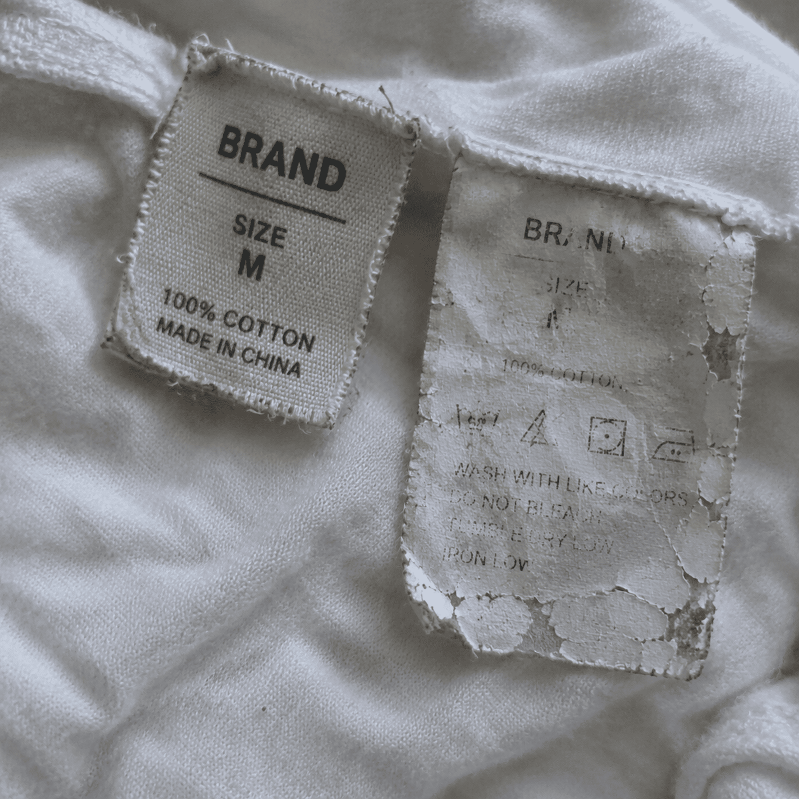 Woven label versus printed label after multiple wash cycles woven label vs printed label wash durability comparison