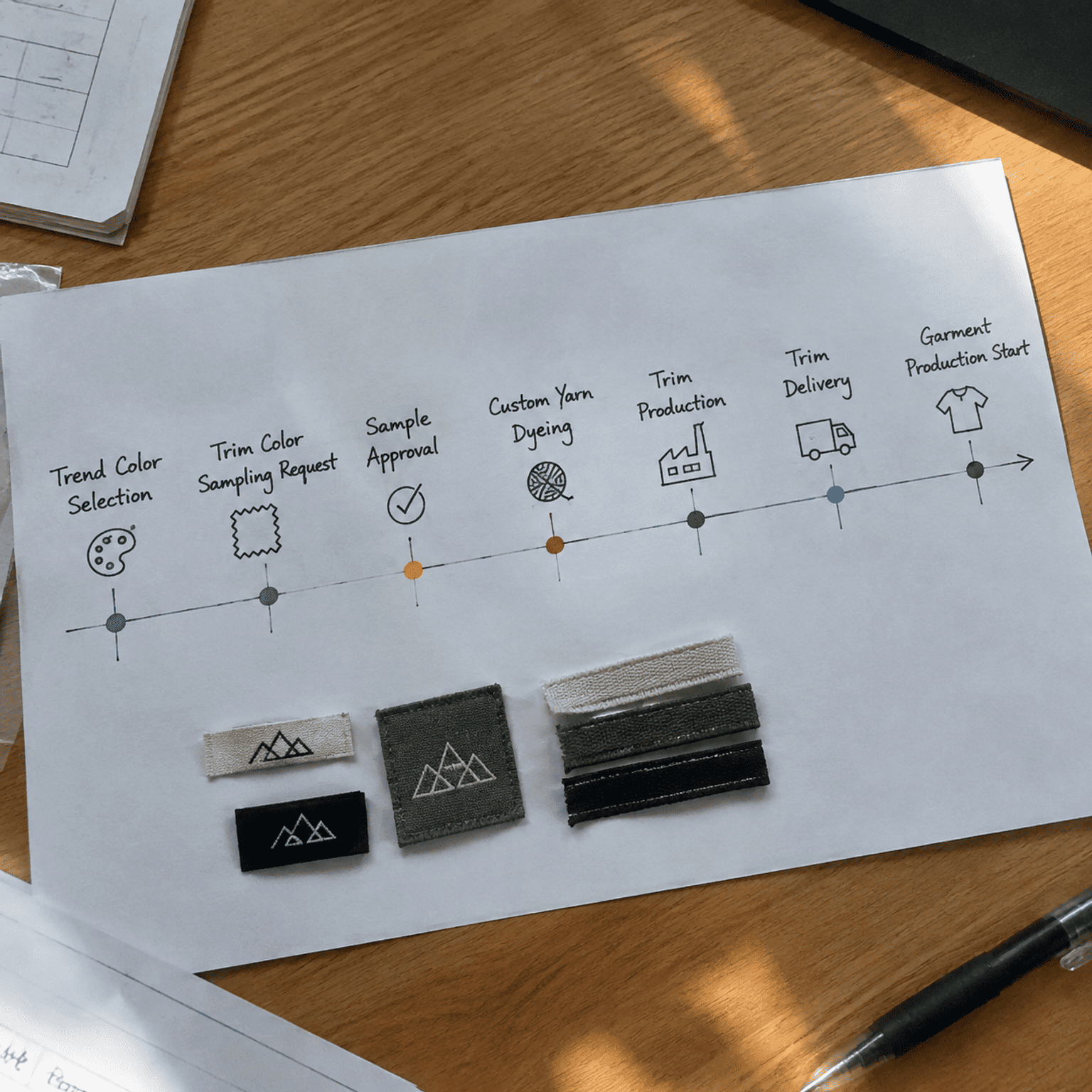 Recommended timeline for locking textile color trends on garment trims apparel trim color sourcing timeline for 2026 collection planning